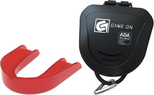 Game On Mouthguards - Only ADA Accepted Strapless Sports Mouth Guard for Football, Basketball, Lacrosse, Hockey - Superior Protection, Comfortable Fit (Braces Mouthguard) - color: Red, size: Adult