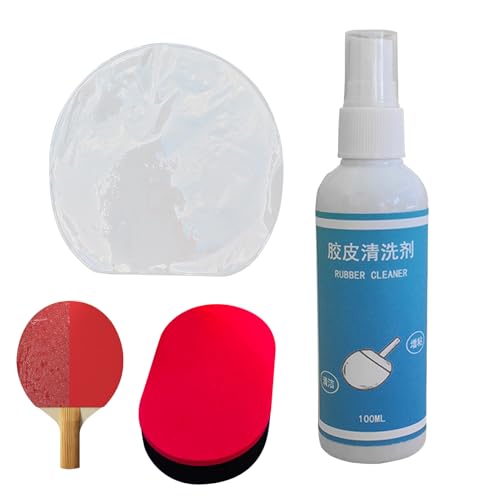 Pong Paddle Rubber Cleaner - 100ml Racket Care Agent with Sponge,Cleans Dust, Oil Stains, Sweat from The Rubber to Maintain Its Good Grip and Elasticity