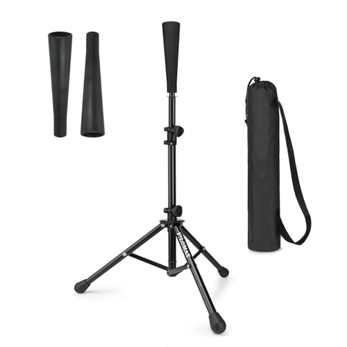 Batting Tee,Baseball Tee,Softball Tee, for Kids,Teens,Adults Baseball Hitting Practicing. Include 2 Pcs Replaceable Rubber Ball Seat and Carrying Bag.Adjustable Height - color: black