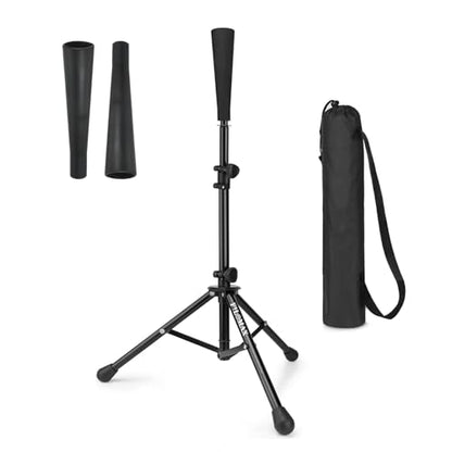 Batting Tee,Baseball Tee,Softball Tee, for Kids,Teens,Adults Baseball Hitting Practicing. Include 2 Pcs Replaceable Rubber Ball Seat and Carrying Bag.Adjustable Height - color: black