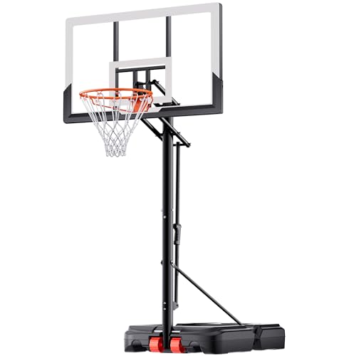 Feelwin Basketball Hoop for Kids Youth Adults, Portable Adjustable Height Basketball Goal with Wheels for Driveway Backyard Outdoor Play