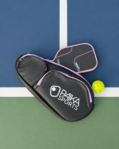 Detachable Pickleball Bag, Black with Purple Accents, Large Capacity, Multiple Compartments, Detachable Side Bag, Padded Straps for Paddles and Gear