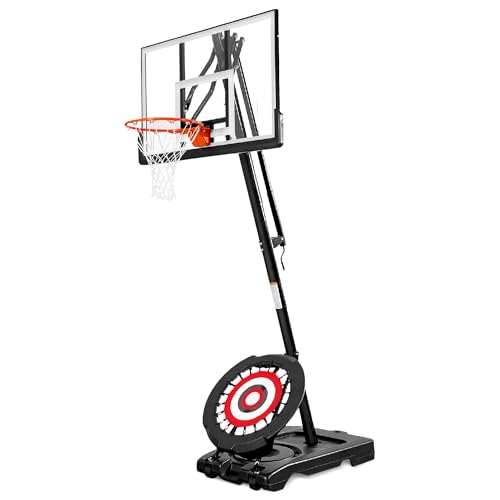 IE SPORTS Portable Basketball Hoop Outdoor 7.5-10ft Adjustable Height, 44-54 Inch Impact Backboard and Basketball Rebounder, Outdoor Basketball Hoop Goal System for Kids and Adults - style: 50" Backboard