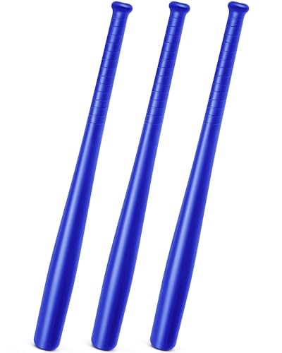 Liliful 3 Pieces Plastic Baseball Bat 29.5 Inch Solid Lightweight Plastic Bat with Molded Grip Handle for Practice Festival Gift Party Decoration - color: Blue