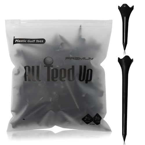 All Teed Up Premium Plastic Golf Tees - Black- 2.75 & 1.5 Inch Plastic Combo Pack - color: Black, style: 2.75/1.5 Inch Plastic