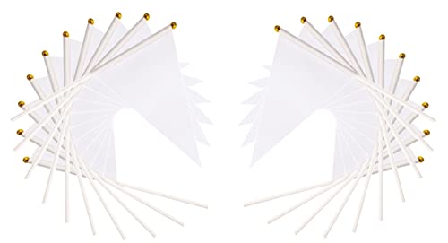 50 Pack White Pennant Small Mini Flags On Sticks,Hand Held Solid White Pennant DIY Graffiti Flag,Party Events Celebration,School,Grand Opening,Kids Birthday,Sports Clubs,Flower Pot - color: White