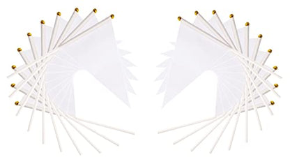 50 Pack White Pennant Small Mini Flags On Sticks,Hand Held Solid White Pennant DIY Graffiti Flag,Party Events Celebration,School,Grand Opening,Kids Birthday,Sports Clubs,Flower Pot - color: White
