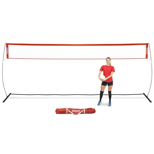 GoSports Freestanding Volleyball Training Net - 12 ft or 20 ft - Indoor our Outdoor Use, Instant Setup, and Height Adjustable