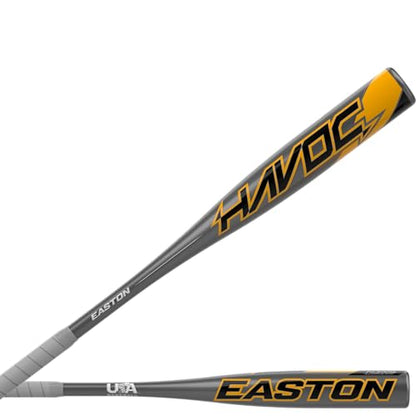 Easton | Havoc Baseball Bat | USA | -10 Drop | 2 1/4" Barrel | 1 Pc. Aluminum - color: Grey/Yellow, size: 30 Inch