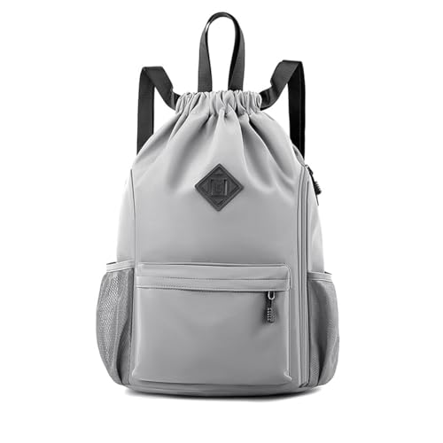 Valleycomfy Waterproof Drawstring Gym Backpack Bag for Men & Women,Sports Gym Bag with Side Pocket Grey - color: A-grey