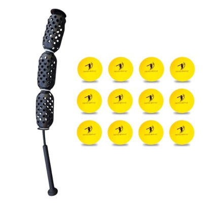 Baseball & Softball Swing Trainer and 12 Durable Foam Balls, Boost Your Bat Speed by Up to 20+ MPH, Unlock Swing Speed Increases. Great Gift for Baseball and Softball - color: Black, size: Aero Bat Pro+12 Soft Training Balls