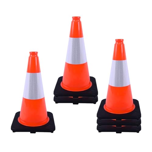 6 Pack Orange 18 Inch Black Base Traffic Cones for Vehicle Maneuvering Practice, Driving Training, Lane Marking & Safety Warning (6, Orange, 18 Inch) - color: Orange, size: 18 Inch