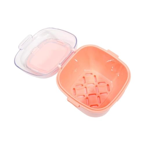 Pink Nursery-Teeth Box Denture-Box Orthodontic Retainer Denture Mouth guard Cleaning Soaking Storage Case Waterproof Lid