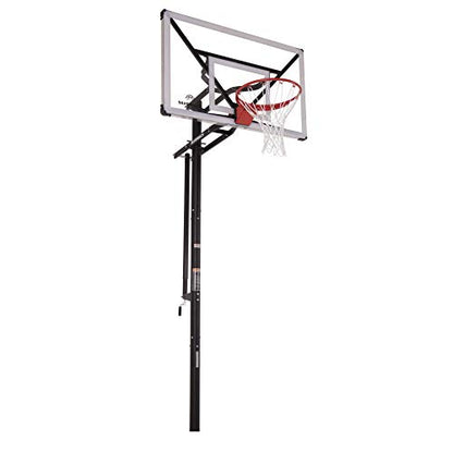 Silverback Height Adjustable In-Ground Basketball Hoop with Tempered Glass Backboard, Pro-Style Breakaway Rim, Pole and Backboard Pad