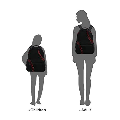 STAYTOP Black Baseball Laces Backpacks Travel School Bags for Boys Girls School Computer Backpacks Book Bag Travel Hiking Camping Daypack - color: Black Baseball