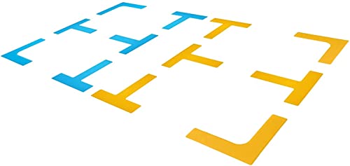 Court Lines Marker Kit Throw Down Markers Create Your Own Mini Pickleball Tennis Court (Blue-Yellow T L Shape)