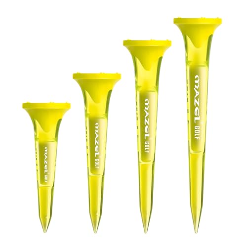 MAZEL Transparent Plastic Golf Tees 8 Pack,Enhanced Durability & Stability Plastic Tees with 5 Prongs,Minimize Friction and Side Spin - color: Yellow