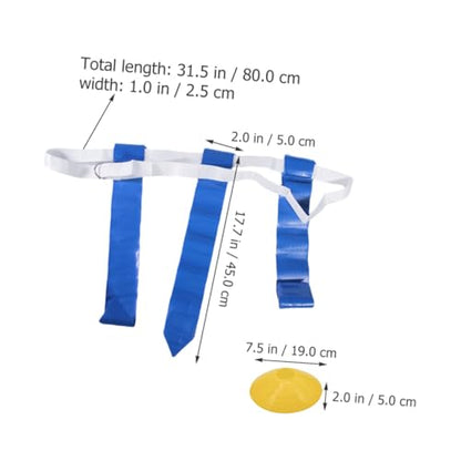 BESTonZON Flag Football Belt Set with 10 White Waist Belts, 30 Flags, 4 Marker Cones, Game Equipment for Youth Football Training and Competition