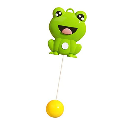 Table Tennis Trainer, Cute Kids Tennis Racquet Badminton Tennis Racket Sports Game Indoor Hanging Elastic Shaft Automatic Winding Educational Exercise for Kids Self Practice - size: Frog Style
