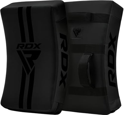 RDX Kick Shield Muay Thai Kickboxing, Heavy Curved Kicking Striking Body Pad, Punching Foot Target MMA Boxing Training, 3 Padded Handles, Martial Arts Karate TKD Taekwondo (ONE PAD ONLY) - color: Full Black