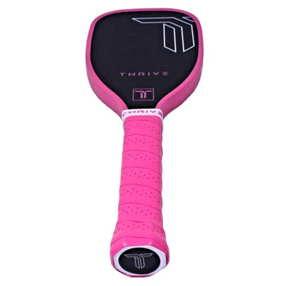 Thrive Pickleball Training Paddle Kit - Includes Trainer Paddle, 3 Fast Hands Mini Pickleballs & Paddle Eraser - T-700 Carbon Fiber, Extra Long Handle, 16mm Core - color: PINK