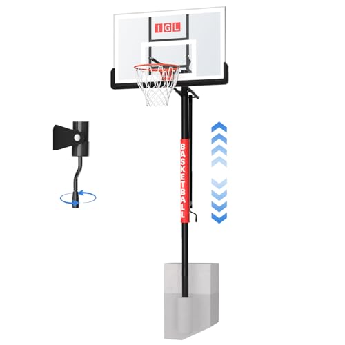 IGL In Ground Basketball Hoops Outdoor, 52-60 Inch Inground Basketball Hoop, 10ft Height Adjustable In Ground Basketball Goal with Shatterproof Backboard & 18 Inch Pro-Style Breakaway Rim - size: 52 in Rectangular