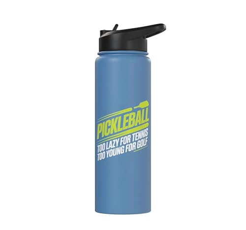 Pickleball Player Too Lazy For Tennis Too Young For Golf Stainless Steel Insulated Water Bottle - color: Light Blue