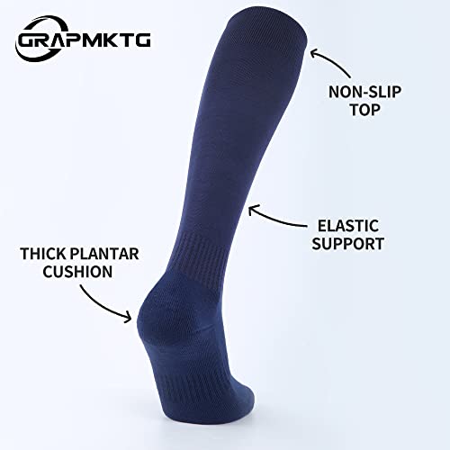 GRAPMKTG 3 Pack Softball Soccer Socks Baseball Football Socks for Youth Men and Women - color: Navy Blue, size: Medium