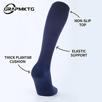 GRAPMKTG 3 Pack Softball Soccer Socks Baseball Football Socks for Youth Men and Women - color: Navy Blue, size: Medium