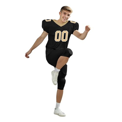 Youth Football Practice Jersey, Custom Blank Kids Practice Football Uniform Sportswear for Boys Training Games - color: Old Gold Black