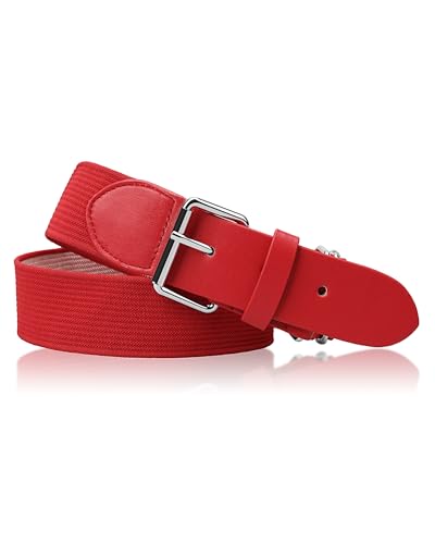 STELLE Baseball/Softball/Fastpitch Belt Girls Sports Elastic Adjustable Boys Uniform Belts Youth and Adult Sizes - color: Red, size: Youth