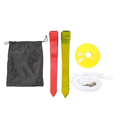 Flag Football Belt Set - 14 Adjustable Nylon Belts 42 Detachable PVC Flags 12 Training Cones for Team Sports - color: Red and Yellow
