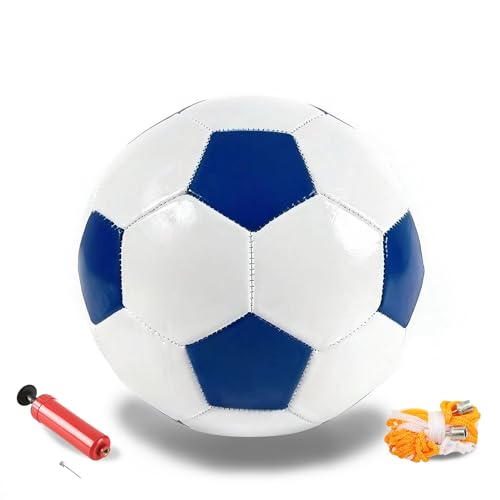 Soccer Ball with Pump Soft Leather Training Football Soccer Balls for Teens Boys Girls Youth Football Players Skill Practicing Training Gifts - color: Blue