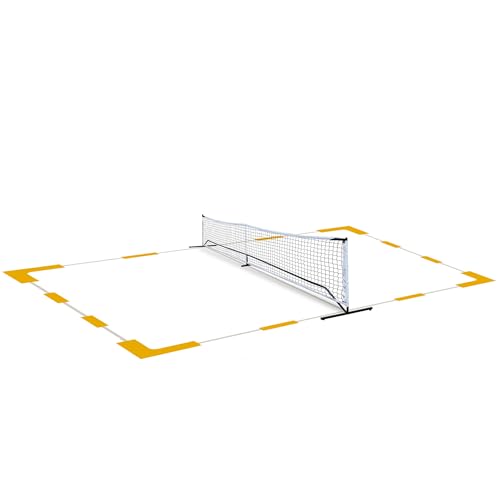 F2C Portable 22FT Pickleball Net Set Regulation Size Soccer Tennis Net with Court Markers,Game Set System with Metal Frame Stand and Carrying Bag - style: Pickleball Net with Court Markers