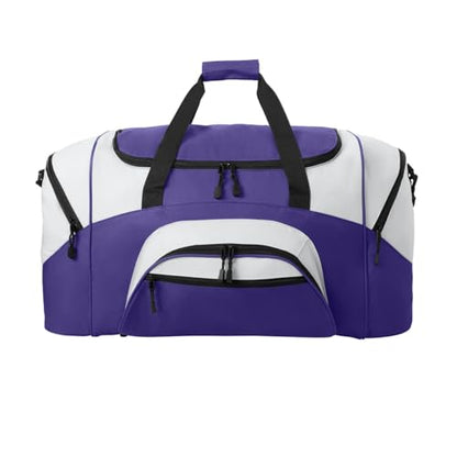 Personalized Large Duffel Bag, Football, Soccer, Basketball, Baseball Duffle Bag, Athlete Gift, Sport Bag, Embroidered Name, Purple/Grey - color: Purple/Grey