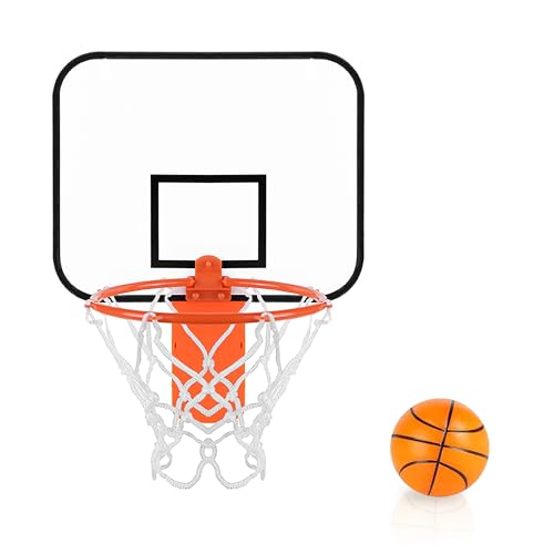 Mini Basketball Hoop Trash Can Set,Indoor Wall-Mounted Basketball Hoop Set with Quite Foam Ball,8.5" Clip-On Backboard for Office Bedroom Classroom-Basketball Gifts for All Ages