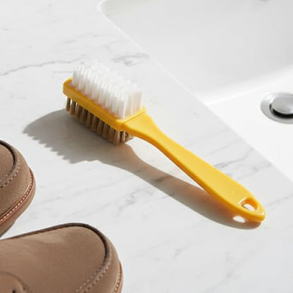 Suede Shoe Brush and Eraser,2 in 1 Scrub Suede Shoe Brush, Rubber Polish Eraser with Soft Plastic Bristles for Nubuck Cleaning (Plastic Handle/1pcs) - color: Plastic Handle/1pcs