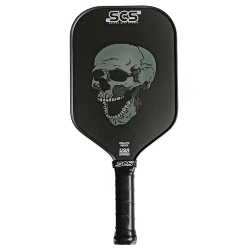 SCS Carbon Fiber Pickleball Paddle – USAPA Approved 2024 – Lightweight, Enhanced Spin, Sure-Grip Handle – Evo-Lite Series for Intermediate Players - color: Nightmare