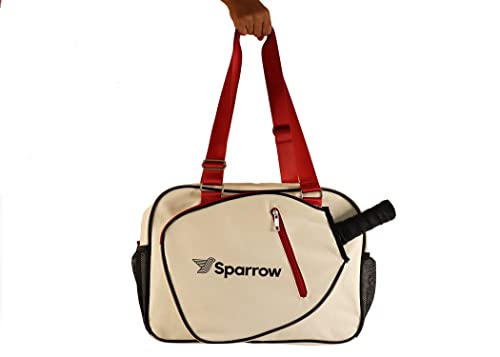Pickleball Bag - Sports Bag For Gear, Gym Essentials - Adjustable Strap, Mesh Pockets, Pickleball Paddle Compartment With Cover - Stylish Retro Look - 20x8x12" - color: Red