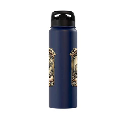 Pickleball Humor s Smash for Snacks s Court Rules Stainless Steel Insulated Water Bottle - color: Navy Blue