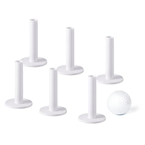 MAZEL Premium Rubber Golf Tees for Mats - High Performance Rubber Tees Holder Set for Driving Range & Indoor Outdoor Practice Mat - style: 6 Pack 2 3/4" Tee+1 Ball