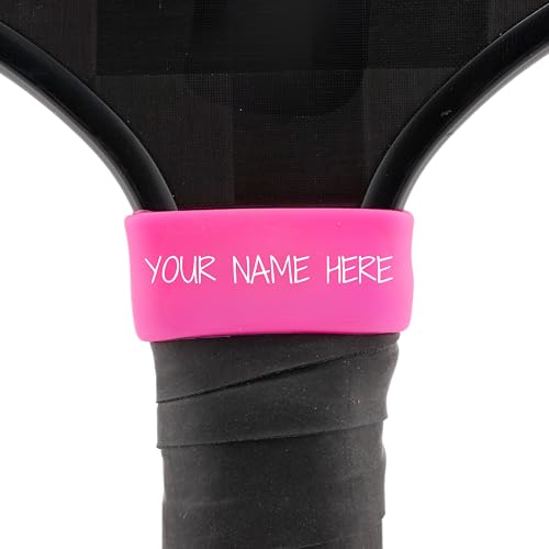 Custom Pickleball Paddle Name Band Tag – Personalized Grip Accessory for Players | Paddle Gifts for Pickleball, Tennis, Racquetball | Ships Fast from USA - color: Hot Pink