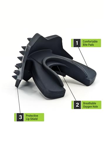 Loudmouth Football Mouth Guard - 3D SpikeSurge Football Mouthpiece with Strap, Fits Adult & Youth, Mouth Guard Football Accessories (Black) - color: Black