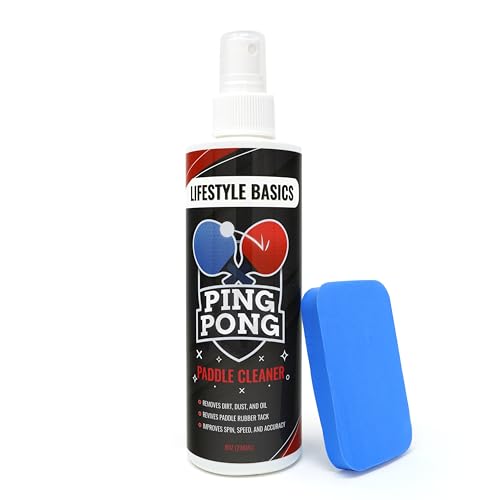 Lifestyle Basics Table Tennis Paddle Cleaner 8oz (236ml) Ping Pong Racket Rubber and Wood Cleaning Kit - Improves Spin and Accuracy
