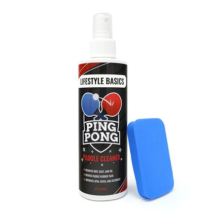 Lifestyle Basics Table Tennis Paddle Cleaner 8oz (236ml) Ping Pong Racket Rubber and Wood Cleaning Kit - Improves Spin and Accuracy
