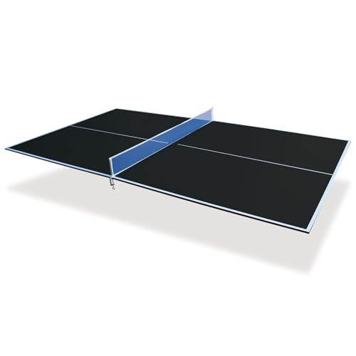 Ping Pong Table Top for Billiard Table - 9FT Foldable Table Tennis Table Topper for Pool Table with Net & Premium Foam Padding | Portable Table Tennis Conversion Top for Indoor Outdoor Games Black
