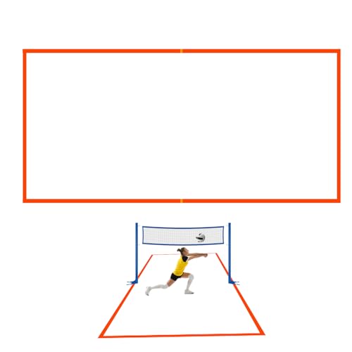 Beach Volleyball Lines | Outdoor Volleyball Court Boundary Lines - Visible Marking Border Rope Set for Sports Field Beach Park Grass Lawn Picnic Camping - color: Red