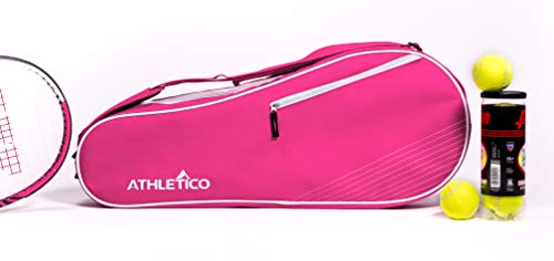 Athletico 3 Racquet Tennis Bag | Padded to Protect Rackets & Lightweight | Professional or Beginner Tennis Players | Unisex Design for Men, Women, Youth and Adults (Pink)