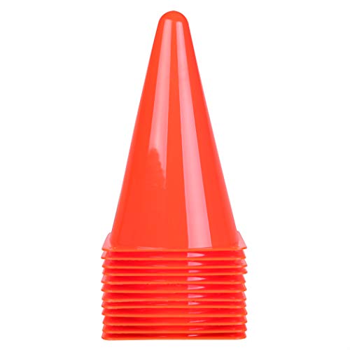 CARTMAN Plastic Training Cones (Set of 12/24 Pack 9" or 12/24 Pack 7" or 12/24 Pack Disc Cone) Agility Soccer Cones, Indoor Outdoor and Festive Events Field Marker Agility Cones