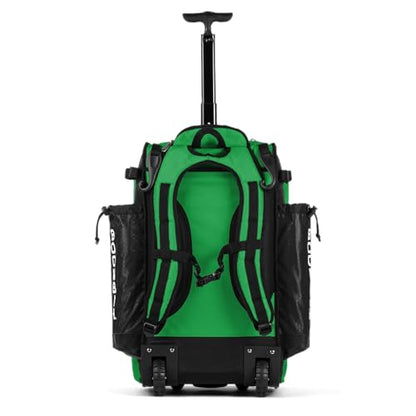 Boombah Catchers Superpack Hybrid Rolling Bat Bag - Multiple Colors - Wheeled & Backpack Version - color: Black/Kelly Green